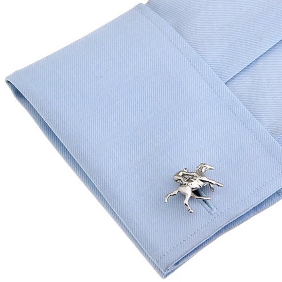 Galloping Racehorse and Jockey Silver Cufflinks - Picture 2 of 15